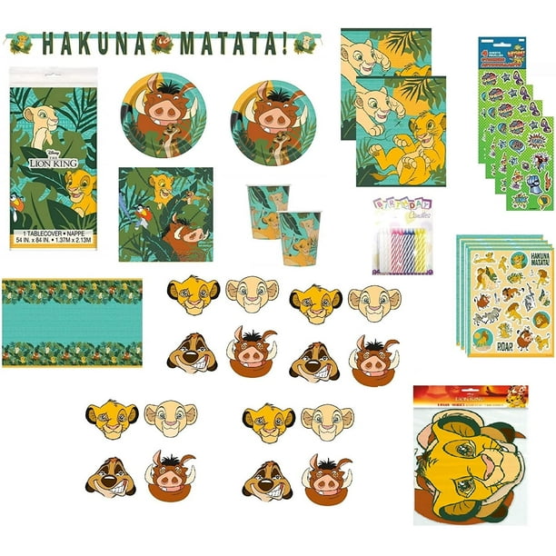Happy Birthday Banner Napkins Lion King Birthday Party Supplies Bundle for 16 includes Plates Table Cover Stickers Happy Birthday Banner Napkins Lion King Birthday Party Supplies Bundle for 16 includes Plates Table Cover Stickers